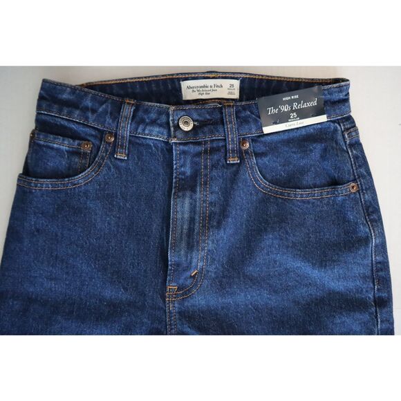 Abercrombie & Fitch Women's Sz 25 Blue The '90s Relaxed Hi-Rise Curve Love Jeans - Picture 6 of 10